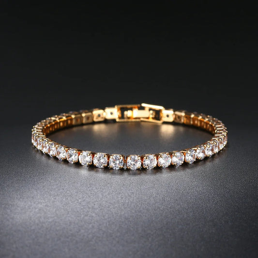 Bracelets for Women Simple Luxury round Zircon Light Gold Color Bangle Chain Wedding Girls Gift Wholesale Jewelry