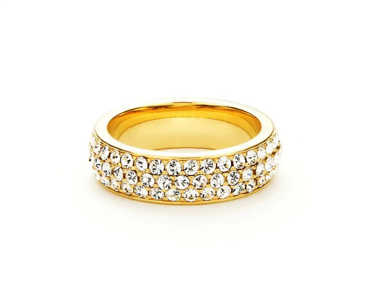 Eternity Stone Pave Crystals Ring Gold Plated