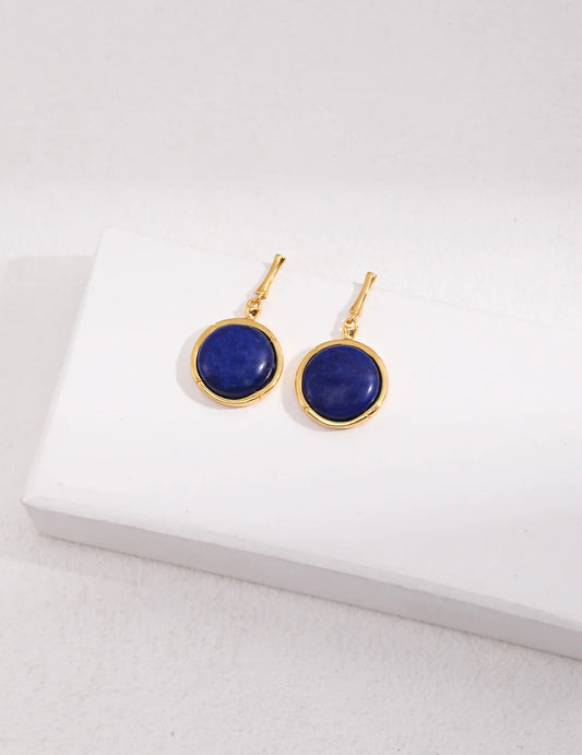 Natural Lapis Lazuli Stone round Earrings