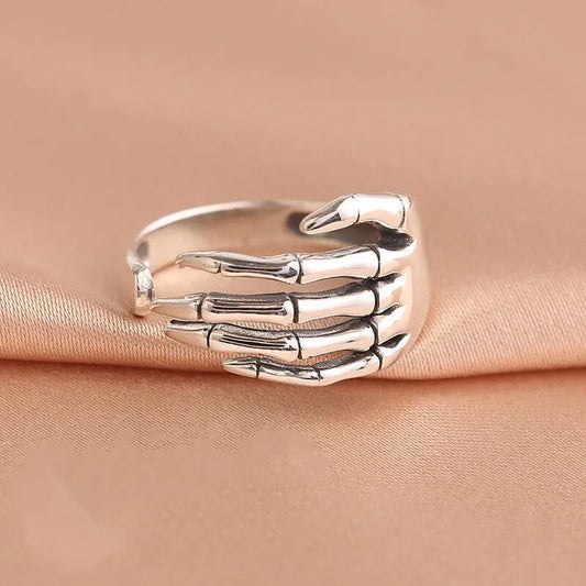925 Sterling Silver Skeletal Hand Open Rings for Women Party Luxury Designer Jewelry Christmas Accessories Free Shipping